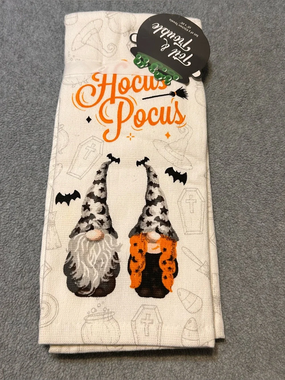 Hocus Pocus Gnome Set of 2 Halloween Kitchen Towels